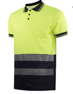 Polo pique m/c combinado AV bandas segmentadas