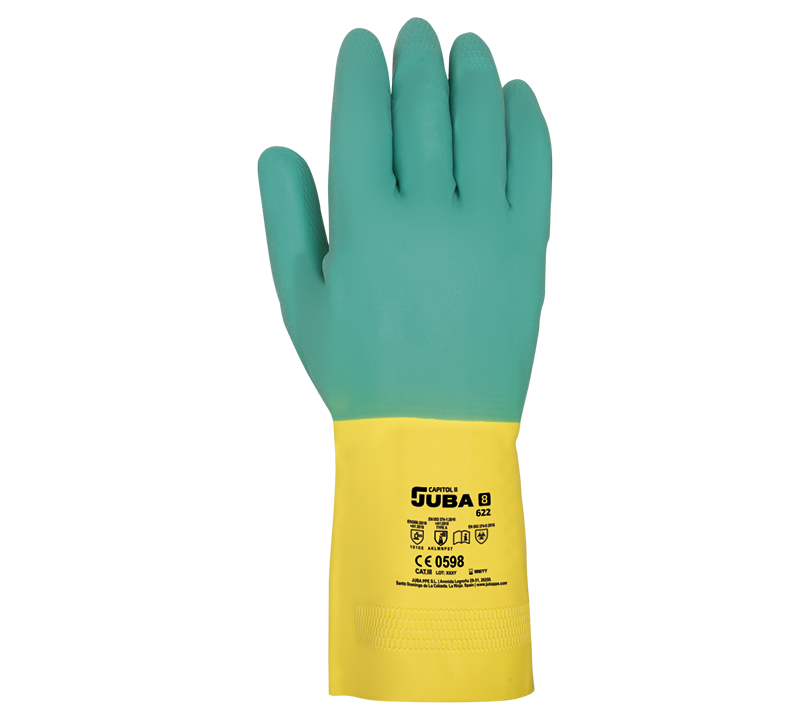 GUANTE 622 LATEX BICOLOR 33CM 12/144