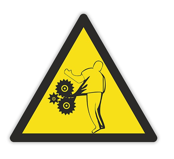 SEÑAL A211 PICTOGRAMA ADHESIVO 60X60MM ¡PELIGRO! RIESGO DE ATRAPAMIENTO