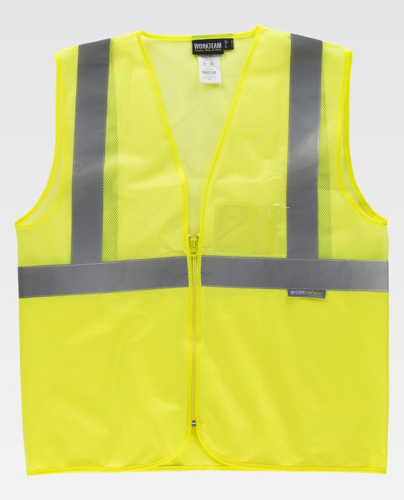 PLX_CHALECO AV CON CINTAS REFLECTANTES REJILLA + CREMALLERA