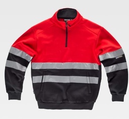 SUDADERA C9033 AV BI C/BANDAS MEDIA CREMALLERA